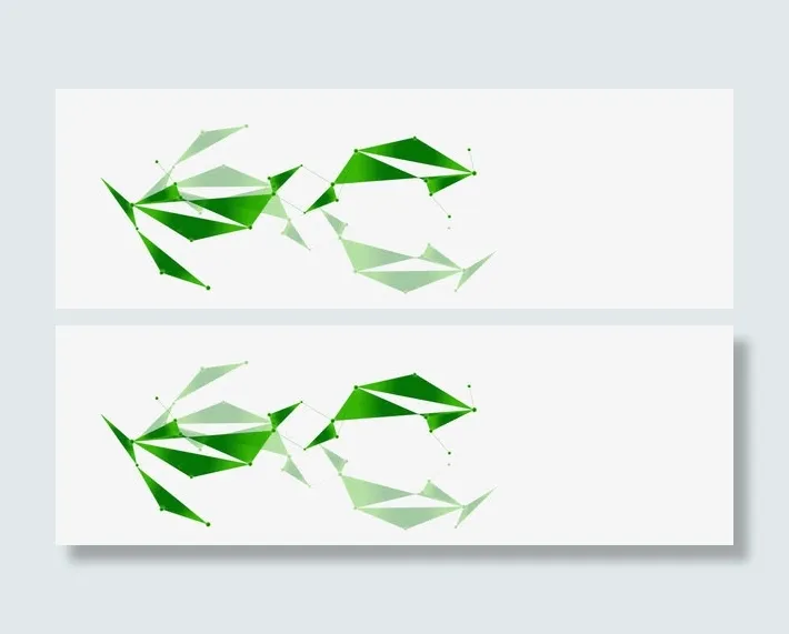 韩国时尚花纹装饰几何绿免抠