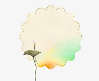 唯美精美手绘荷叶荷花不规则标题免抠