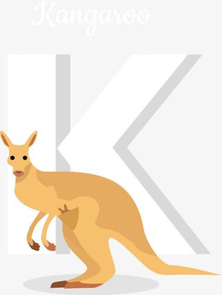 卡通袋鼠K字母矢量图免抠