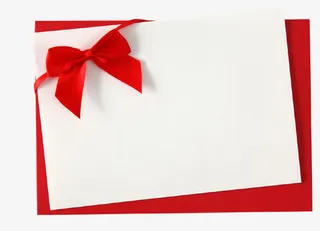 红色蝴蝶结和空白纸免抠