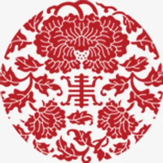 红色镂空牡丹剪纸七夕免抠