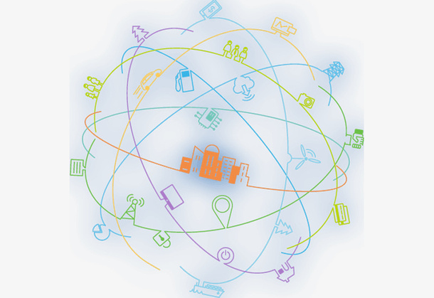 信号网络格圆形创意图免抠