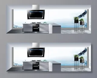 淘宝家居家电厨房油烟机灶海报banner高清