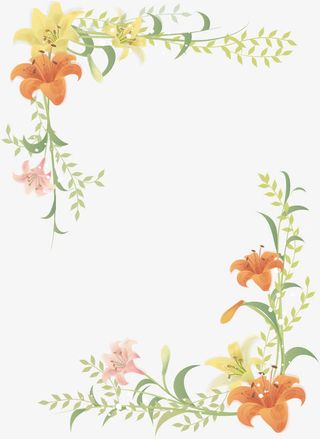 手绘花朵边框免抠
