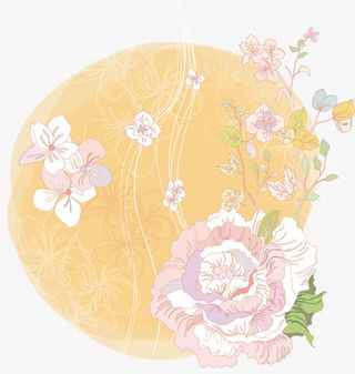 潮流花朵圆形免抠