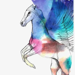 水彩天马免抠