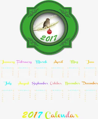 矢量小鸟日历免抠