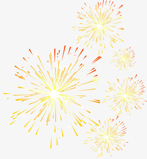 黄色缤纷绽放烟花美景免抠装饰其他装饰图案元素