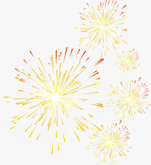 黄色缤纷绽放烟花美景免抠装饰其他装饰图案元素
