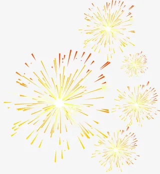 黄色缤纷绽放烟花美景免抠装饰其他装饰图案元素