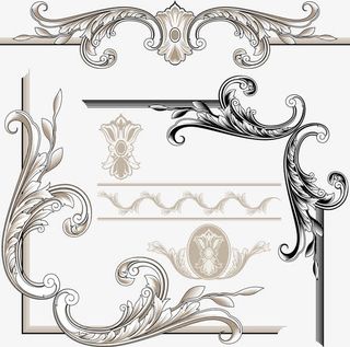 欧式花边花纹矢量素材免抠