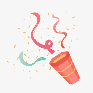 节日庆祝彩带礼花装饰PNG素材免抠