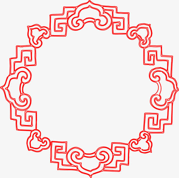 矢量中式圆形花纹边框PNG图片免抠
