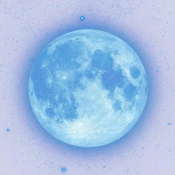 宁静泛光蓝色月亮免抠