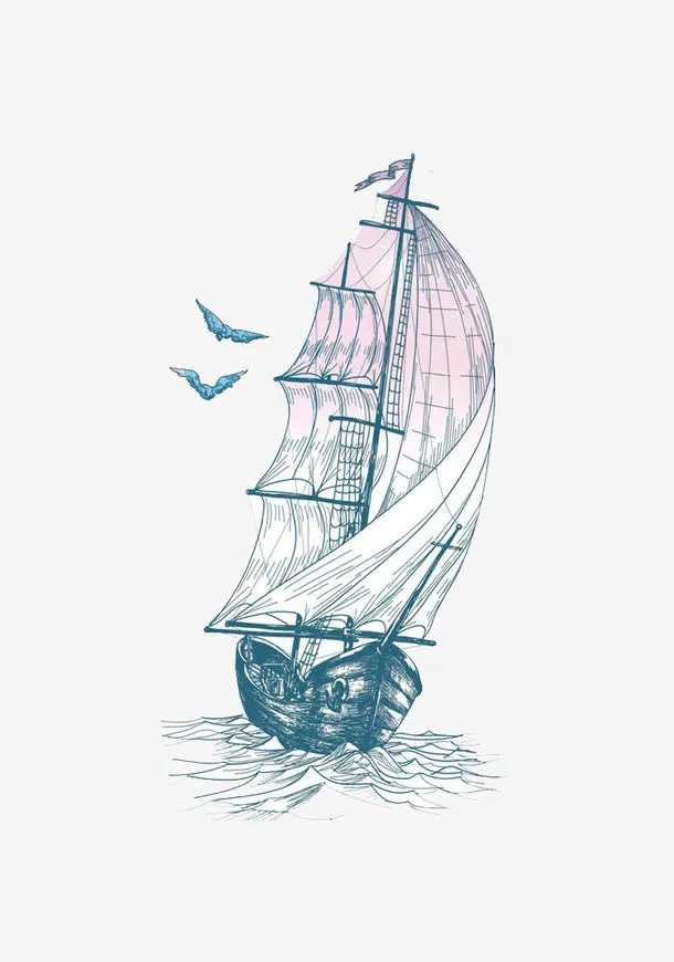 扬帆起航企业招聘海报免抠手绘/卡通卡通元素
