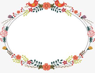 亲吻小鸟花藤标题框免抠