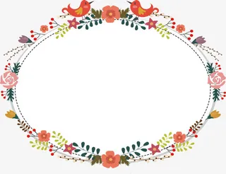 亲吻小鸟花藤标题框免抠