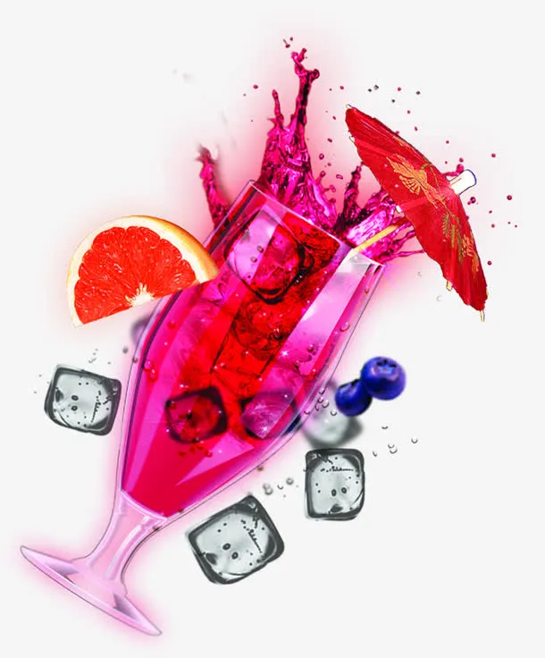 夏季饮品粉色七夕免抠