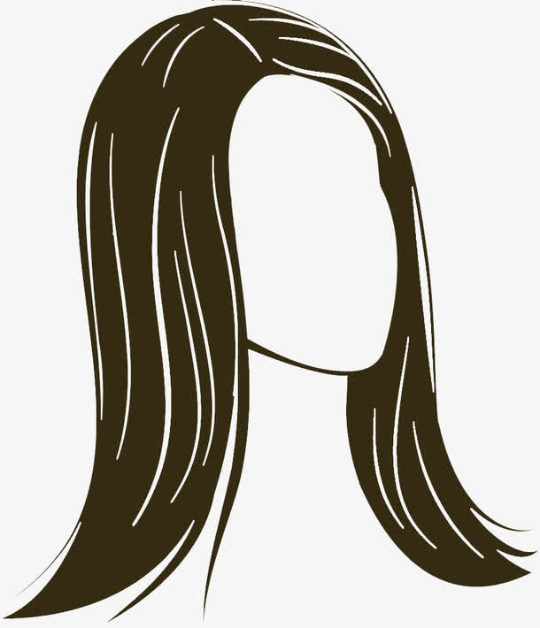 手绘长发女士发型免抠