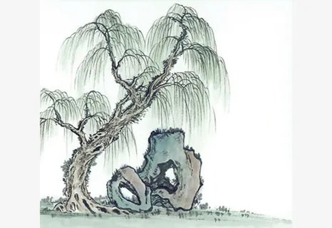 手绘彩色柳条素材免抠