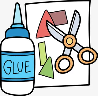 矢量卡通胶水剪刀免抠