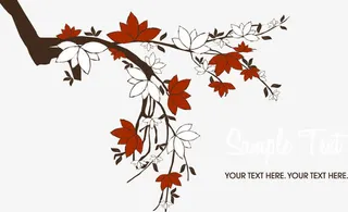 卡通手绘名片底纹树枝免抠