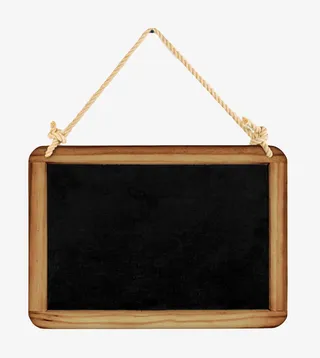 黑色木质围边挂着的木板实物免抠