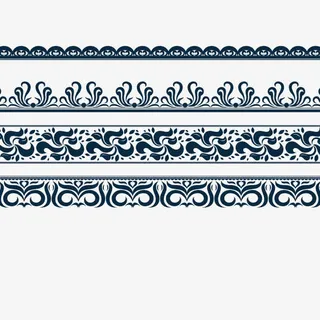 青花瓷花边免抠