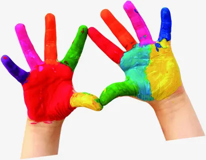 彩色颜料手掌免抠