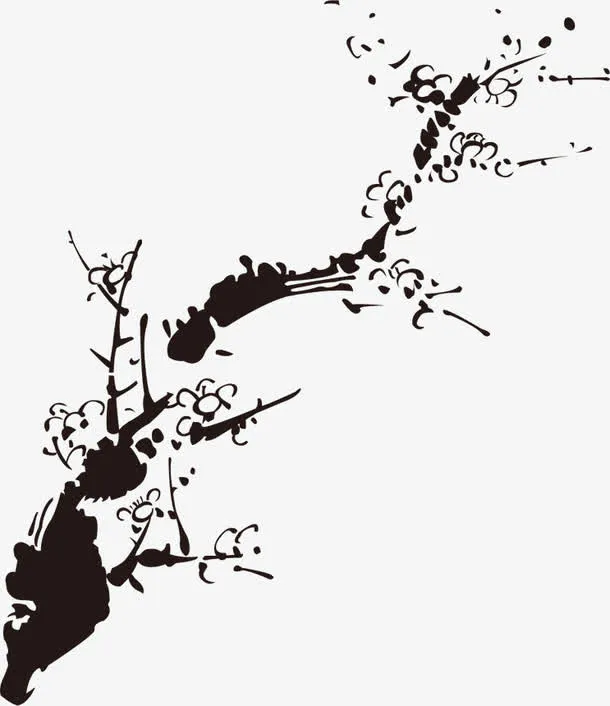 水墨画一枝梅免抠