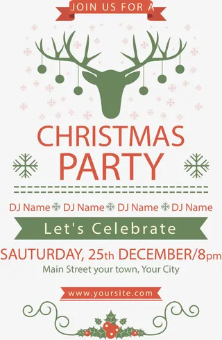 驯鹿角圣诞派对邀请函免抠