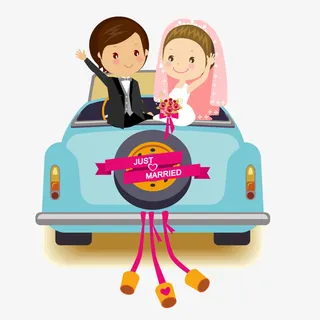 卡通婚车背景装饰