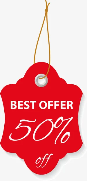 红色简约吊牌免抠