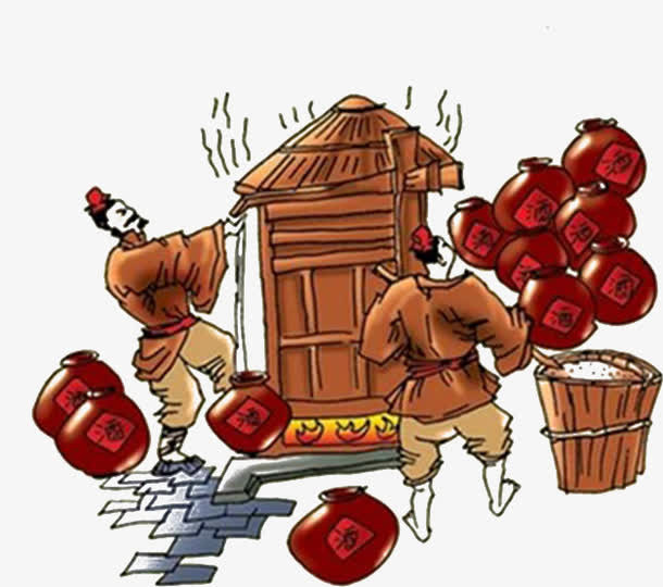 中国风大气手绘白酒插画免抠