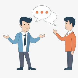 对话的两个男人卡通图免抠