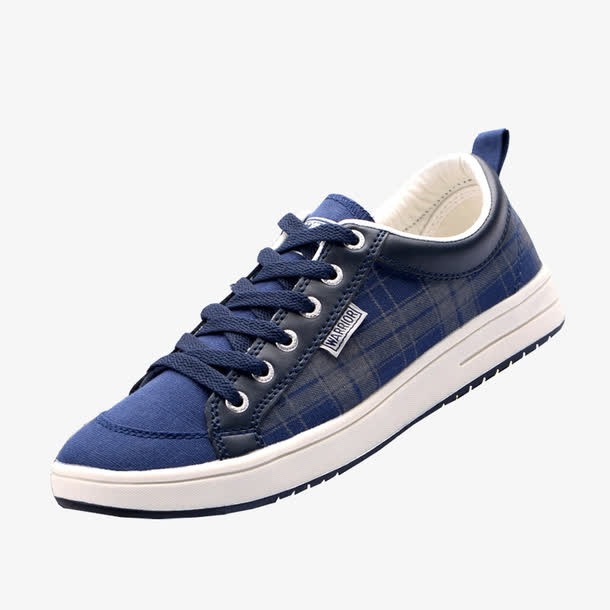 产品实物蓝色男鞋帆布鞋板鞋免抠