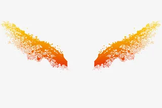 黄色喷绘翅膀免抠