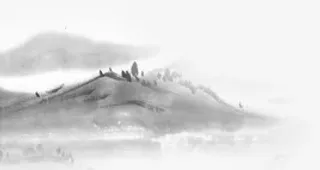 黑白水墨山峰朦胧免抠