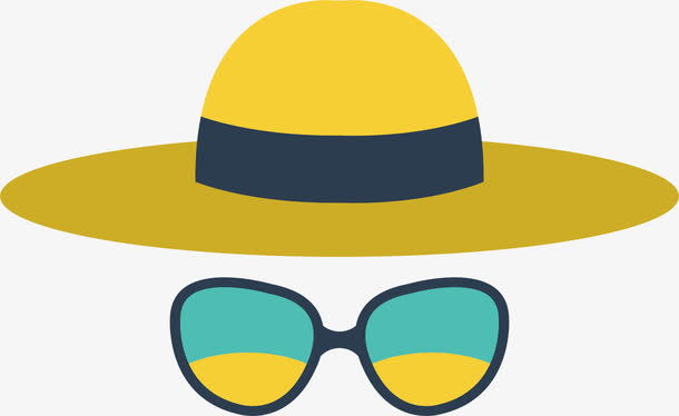 遮阳草帽墨镜免抠