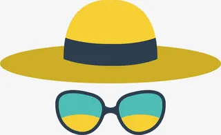 遮阳草帽墨镜免抠