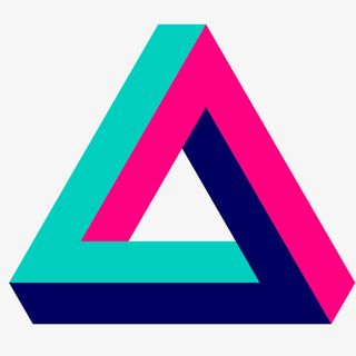 彩色三角形立体插画免抠