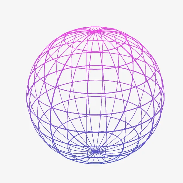 紫色蓝色渐变矢量网格球体素材免抠