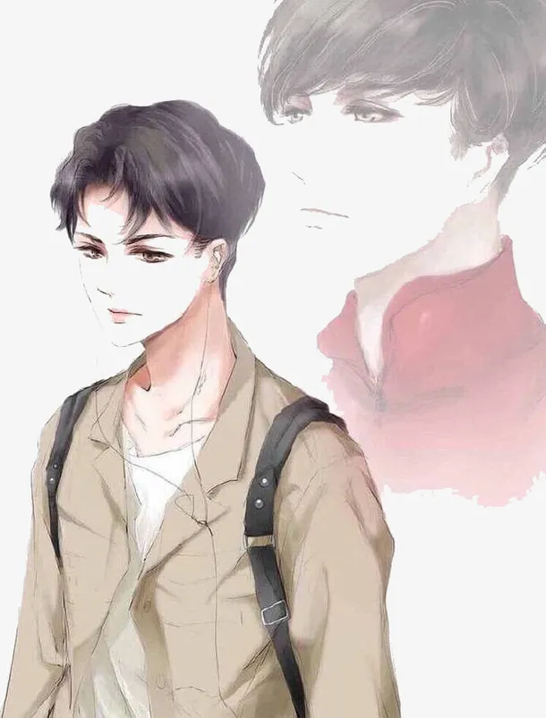 水彩男生免抠