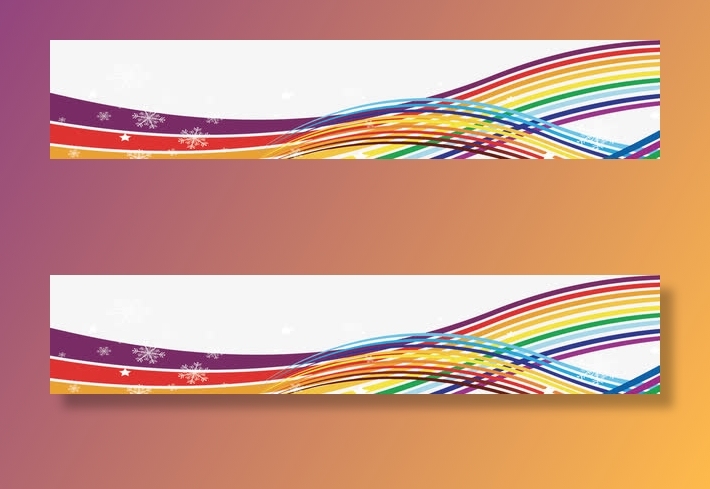 彩虹雪花丝带开业免抠