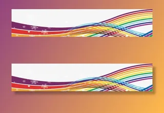 彩虹雪花丝带开业免抠