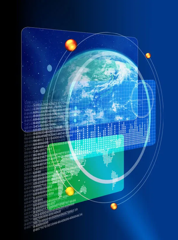 地球与数字卡片高清免抠