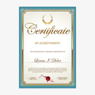 高档大气蓝色边框证书免抠