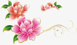 手绘粉红植物花朵素材免抠