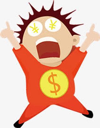 手绘金币淘宝小人免抠