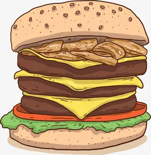 三层牛肉汉堡免抠